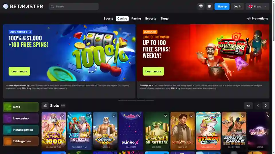 betmaster main page